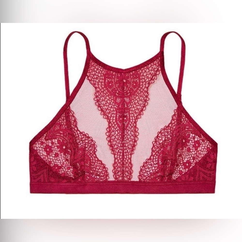 Victoria’s Secret Maroon Dream Lace-Up Corset Angel High Neck Top Size M NWT